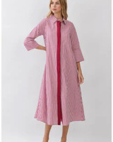 Striped Collared Maxi Shirt Dress