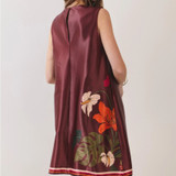 Floral Border Print Satin Mini Dress