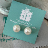 12mm Glass Pearl Earrings - White