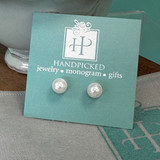 8mm Glass Pearl Earrings - White