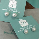 8mm Glass Pearl Earrings - White