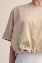 Taupe Bubble Hem Tee Top