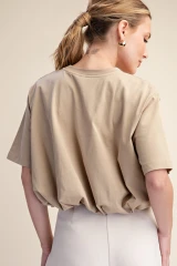 Taupe Bubble Hem Tee Top