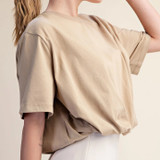 Taupe Bubble Hem Tee Top