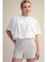 White Bubble Hem TShirt Top