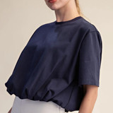Navy Bubble Hem TShirt Top