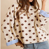 Ivory/Blue Playful Polka Dot Sweater 