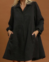 Jacquard Print Swing Dress - Black