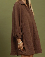 Brown Jacquard Print Swing Dress 