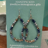Teardrop Crystal Beaded Earrings - Blue