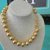 Chic Bold Brush Gold Beaded Necklace