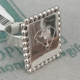 Beaded Edge SC Palm Moon Engraved Sterling Silver Ring - Size 8