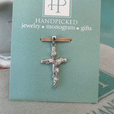 Rose Vine Cross Sterling Silver Pendant 