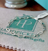 Paperclip Chain Link Sterling Silver Bracelet