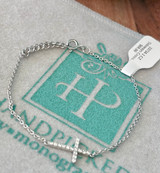 CZ Cross Link Sterling Silver Bracelet