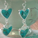 Double Heart Silver Plated Dangle Earrings