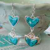 Double Heart Silver Plated Dangle Earrings