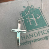 Sterling Silver Cross Necklace - 24" Chain