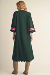 Contrast Scallop Edge Midi Dress - Hunter