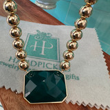 Faceted Emerald Pendant Bead Necklace 