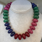 Dark Multi Women's Color Block Beaded Statement Necklace 