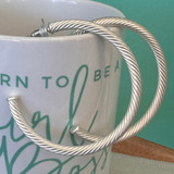 Cable Hoop Earrings - Matte Silver
