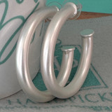 Bold Matte Silver Hoop Earrings - 1.5"