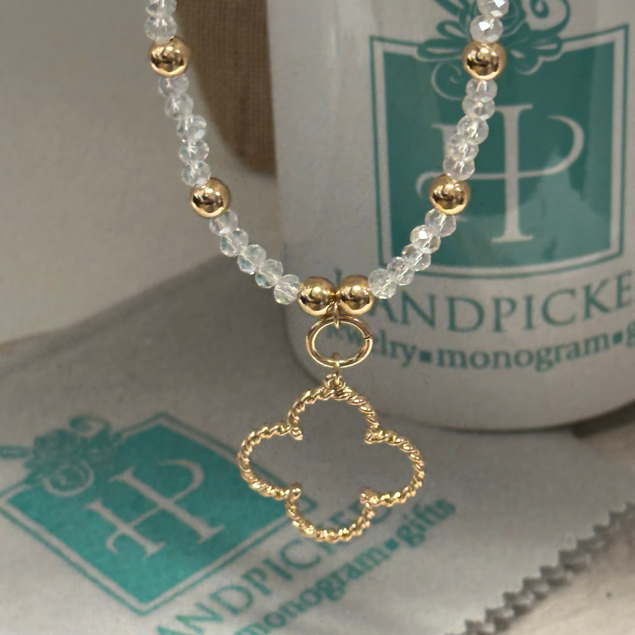 14K Yellow Gold Lucky Clover Diamond Necklace