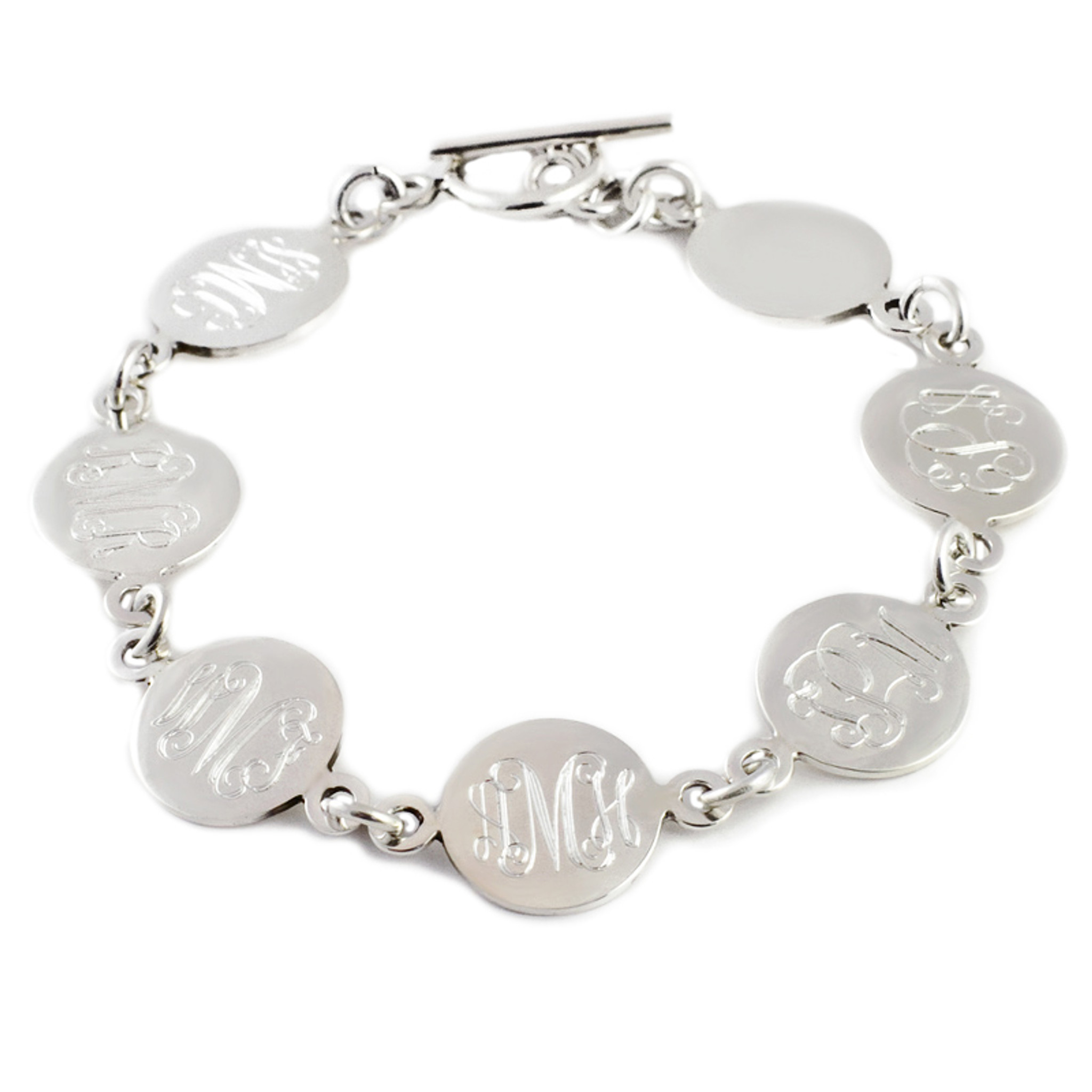 Family Link HP Exclusive Monogram Link Bracelet - Sterling Silver 7 Disc  Specially Customized