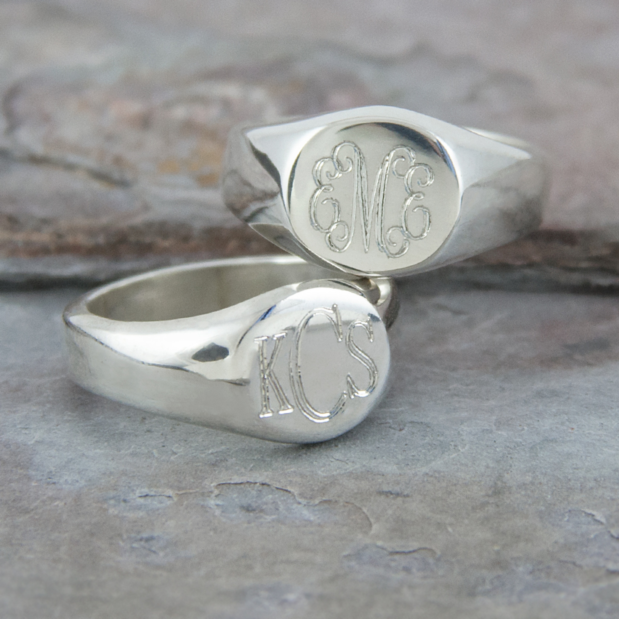 monogram ring silver
