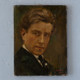 Vintage French painting Portrait of a Gentleman depicts a gentleman wearing a suit and tie, with a serene expression and a slight smile.