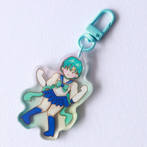 SAILOR GAINZ Sailor Mercury Acrylic Body Building Gym Buddy Charm Keychain Clasp | Illustrated and designed in Australia by Mochi La Vie, Sydney