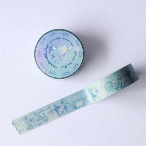 Washi Tape TENSHI JELLYFISH 15mmx10m Tenshi Kaiwai Cybercore || Illustrated in Sydney by Mochi La Vie, Sydney Australia