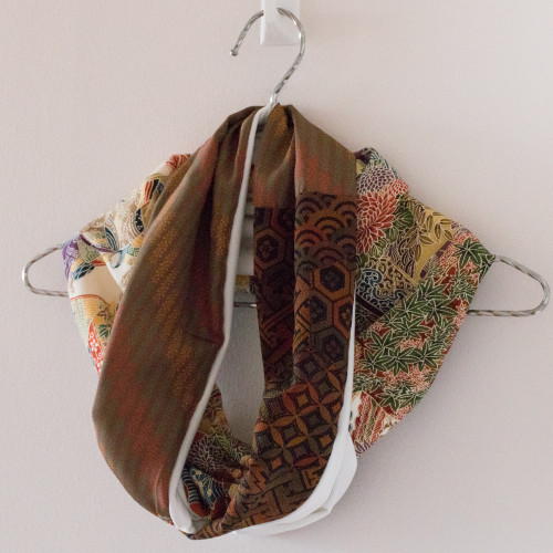 Upcycled Vintage Silk Kimono Remnant Medley Patchwork Infinity Scarf | Handmade in Australia - Mochi La Vie