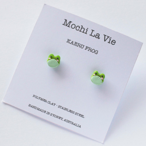 Cute Frog Mini Stud Earring Stainless Steel Polymer Clay | Handmade in Sydney - Mochi La Vie