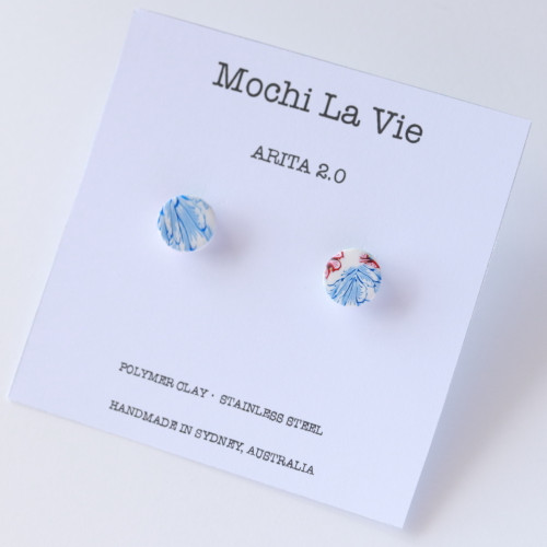 Porcelain Inspired ARITA 2.0 Polymer Clay Stud Stainless Steel Earring - Handmade in Sydney Australia | Mochi La Vie