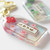 LOVE Acrylic Gold Hot Stamped Cute Omamori Cherry Blossom Sakura Good Luck Charm with Heart Keychain Clasp | Mochi La Vie - Designed in Australia