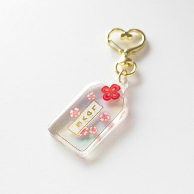 LOVE Acrylic Gold Hot Stamped Cute Omamori Cherry Blossom Sakura