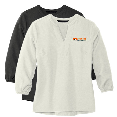 Ladies Stretch Crepe 3/4 Sleeve Blouse - Certified Contractor