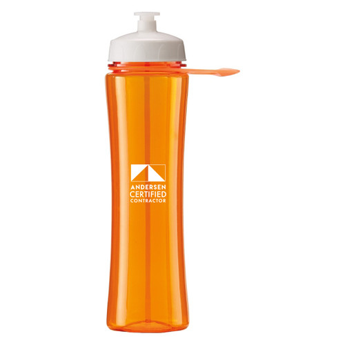 Translucent Orange 24 oz Polysure Water Bottle with Grip - Certified Contractor