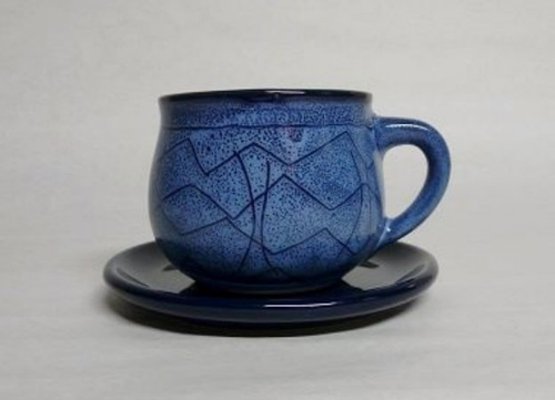 Southwestern Stoneware Teacup with Saucer
