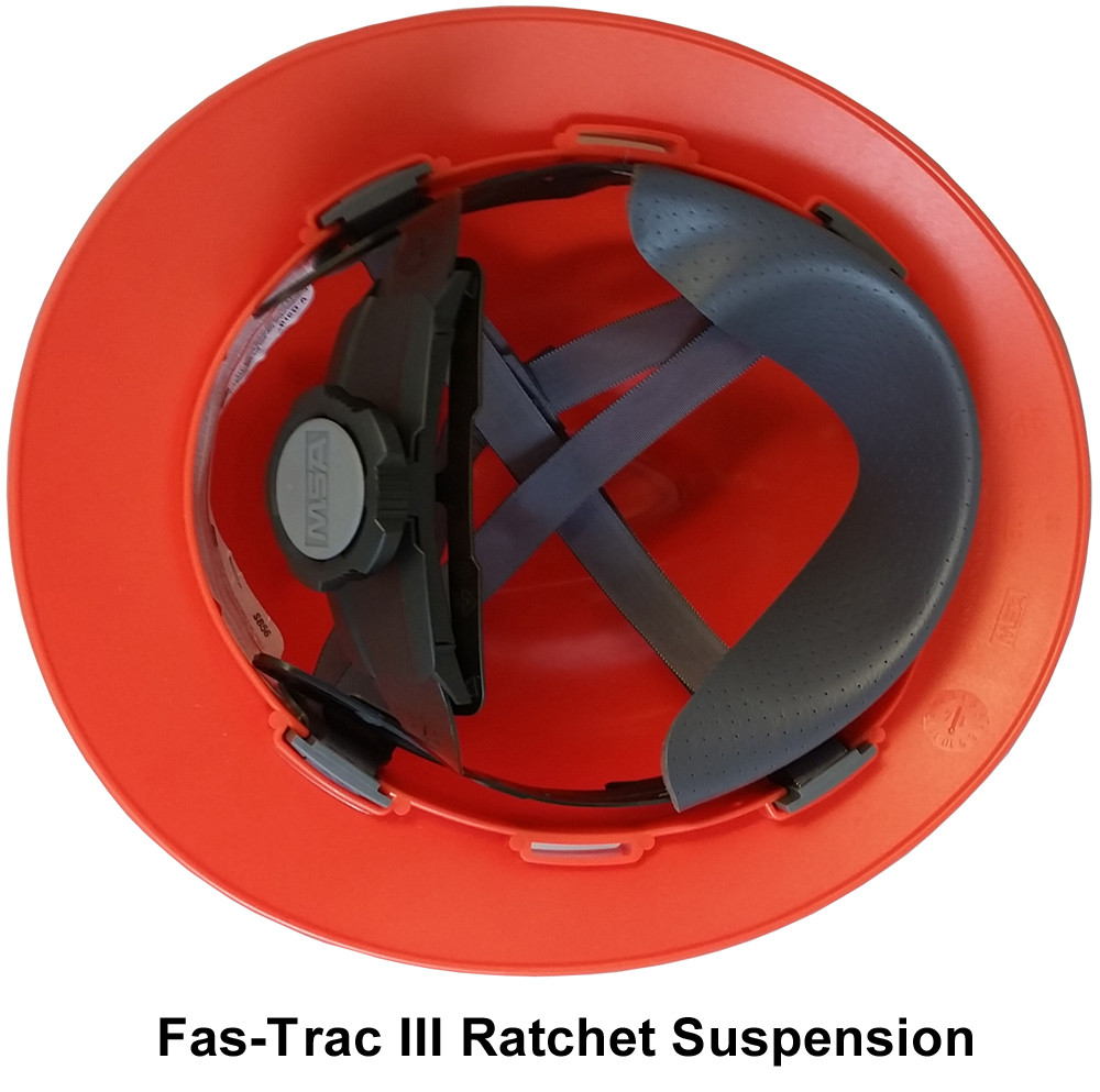 MSA Full Brim Orange Hard Hat with Sun Shield