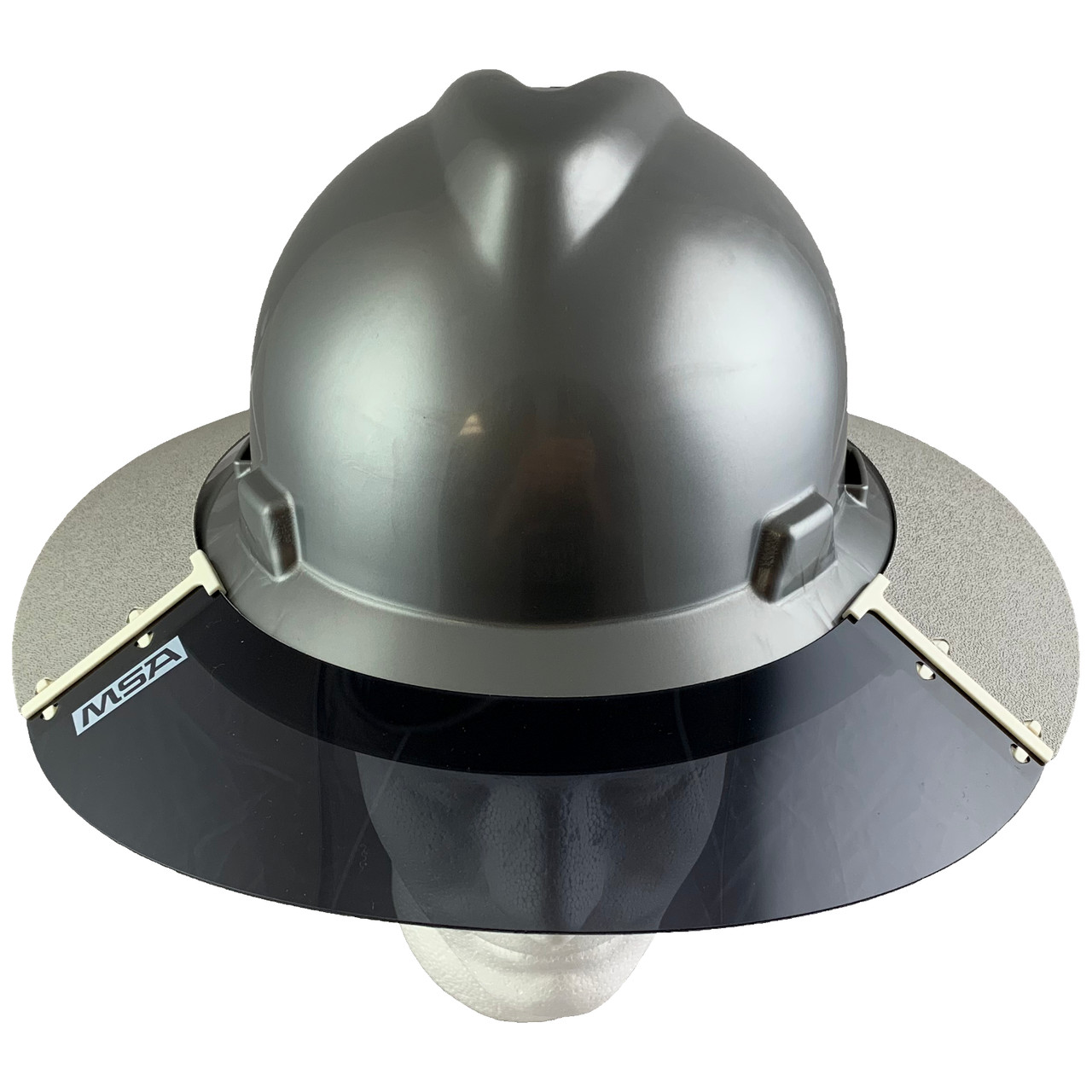 MSA Full Brim Silver Hard Hat with Sun Shield
