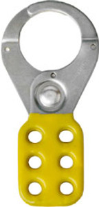 1.5 inch opening Hasp for Lockout - Tagout. Standard style, steel with Yellow rubberized coating