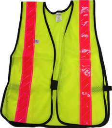 Soft Mesh Lime Vests Pink Stripes