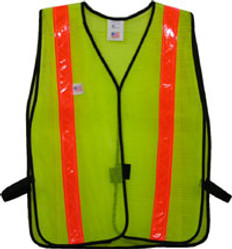 Safety Vests Lime Standard (1 3/8 inch Orange Stripes)