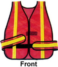 Wrap-Around Chevron Safety Vests, Orange mesh with Lime stripes