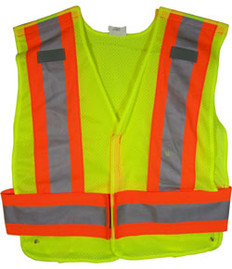 ANSI 207-2006 Public Service Safety Vests MESH Lime with Orange/Silver Stripes 5 point Velcro® Tear-Away Size 3x-4x