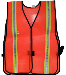 Safety Vests  PVC Coated  Orange (1.5 Inch Yellow/Silver Stripes)