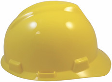 MSA # 463944 V-Gard Cap Style Safety Helmets with Staz-On Liners Yellow
